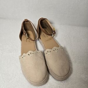 LC Lauren Conrad Beige Espadrille Flats with Ankle Strap